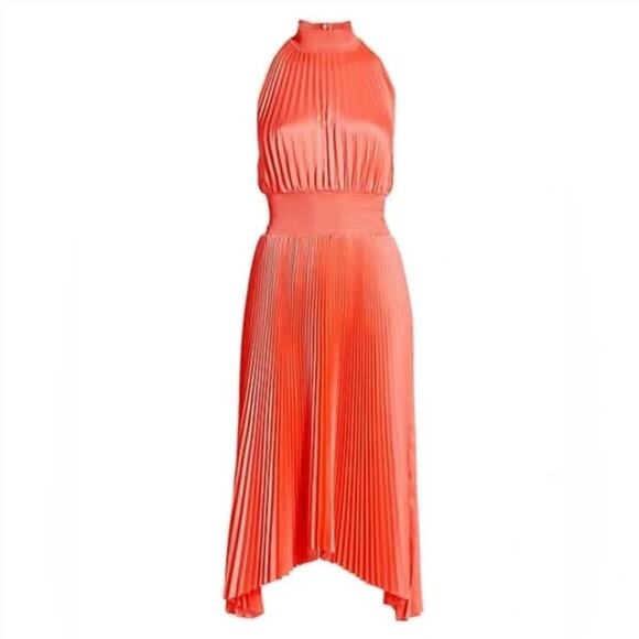 NEW A.L.C. $595 Coral Pink Renzo Pleated Blouson Dress - Picture 6 of 10